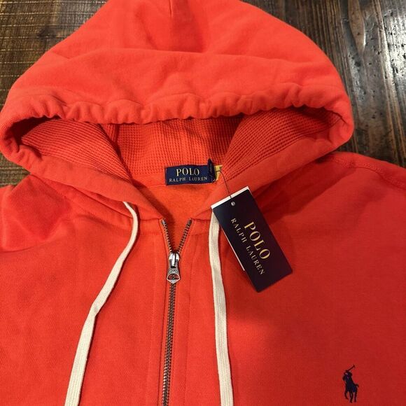 Polo Ralph Lauren Orange Thermal Hood Zip Up Hoodie Big Tall - Picture 2 of 3